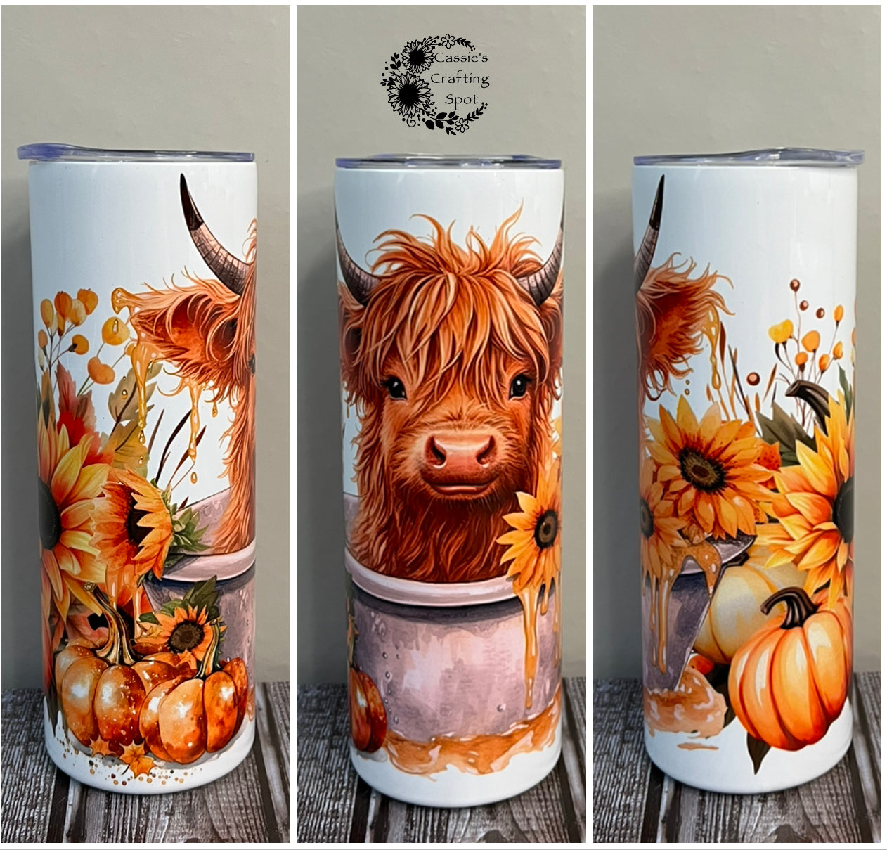 Rebecca, the Highland Cow, with Sunflowers 20 oz Tumbler