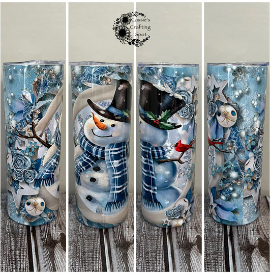 Blue Snowman 20 oz Tumbler