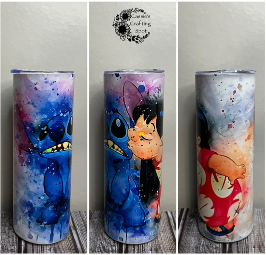 Blue alien and little girl 20 oz Tumbler